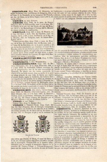 LAMINA V27267: Escudo y vista da Vierzon, Francia