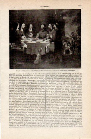 LAMINA V27295: Cena de San Francisco y santa Clara por A. Viladomat