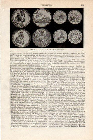LAMINA V27379: Medallas conmemorativas de la batalla de Villaviciosa
