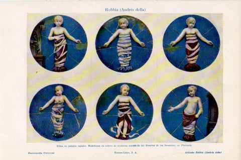 LAMINA V26682: Niños en pañales fajados medallones del Hospital de los Inocentes, Florencia