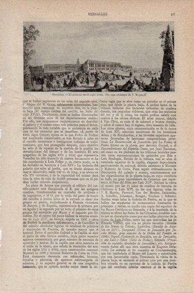 LAMINA V26711: Palacio de Versalles en siglo XVIII por J. Rigaud