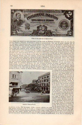 LAMINA V26630: Billete de 2 pesos de Rizal