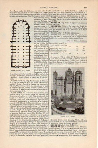 LAMINA V26663: Catedral y planta de Rodez