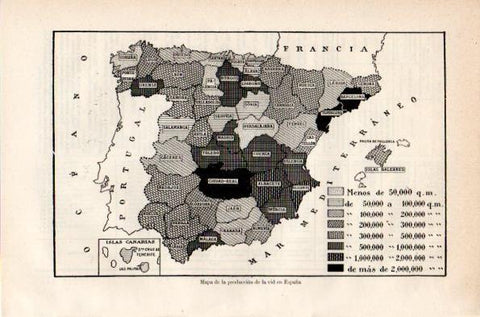 LAMINA V26851: Mapa de la produccion de la vid en España