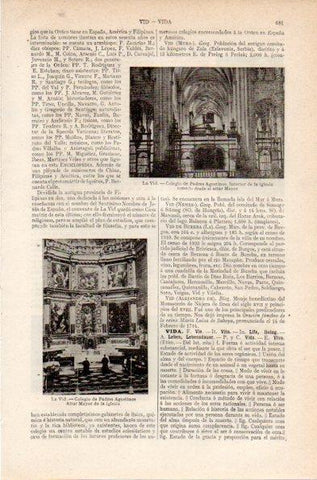 LAMINA V26794: Altar e interior iglesia del Colegio de Padres Agustinos en La Vid