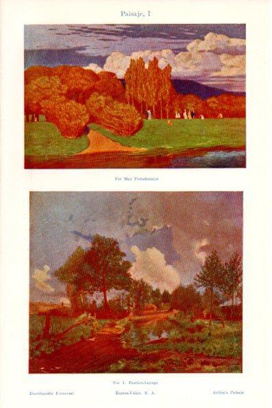 LAMINA V26403: Paisaje por M. Pietschmann y por J. Bastien-Lepage