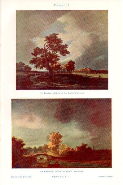 LAMINA V26404: Paisaje por Ruisdaci y por Rembrandt