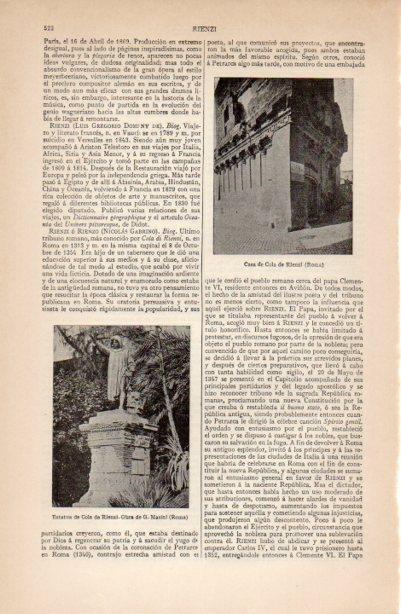 LAMINA V26561: Casa y estatua de Cola de Rienzi en Roma