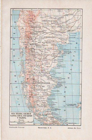 LAMINA V26591: Mapa de Rio Negro, Chubut, Santa Cruz y Pampa