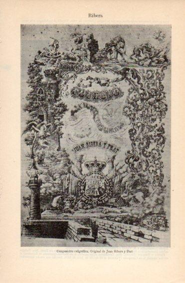 LAMINA V26533: Composicion caligrafica por J. Ribera y Prat