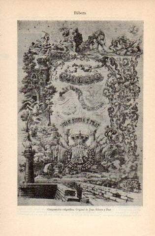 LAMINA V26533: Composicion caligrafica por J. Ribera y Prat