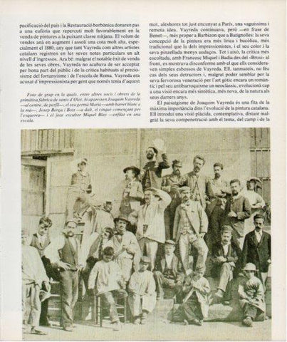 LAMINA V27125: Socis i obrers de la fabrica de sants d'Olot amb J. Vayreda y Miquel Blay