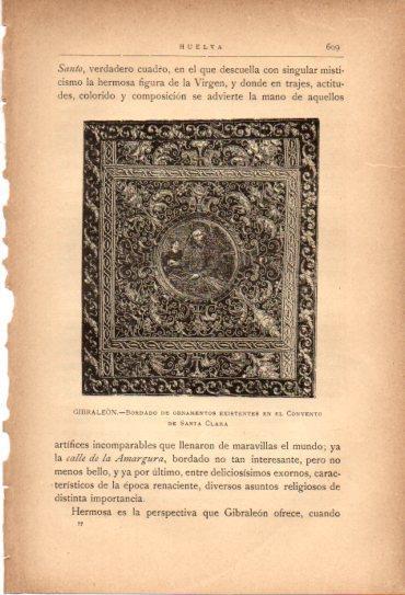 LAMINA V27076: Huelva. Bordado del Convento de Santa Clara en Gibraleon
