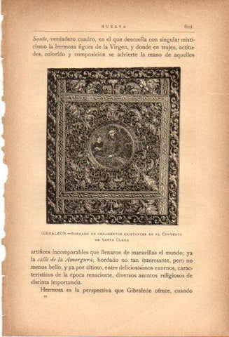 LAMINA V27076: Huelva. Bordado del Convento de Santa Clara en Gibraleon