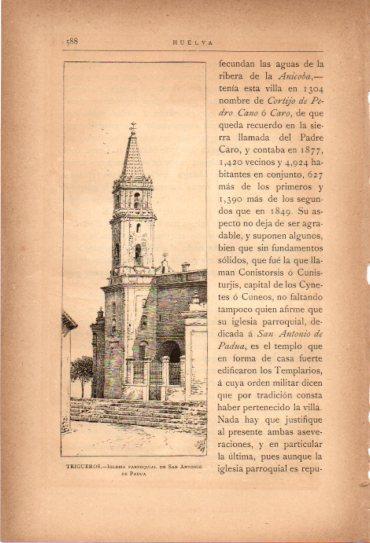 LAMINA V27071: Huelva. Iglesia de San Antonio de Padua en Trigueros