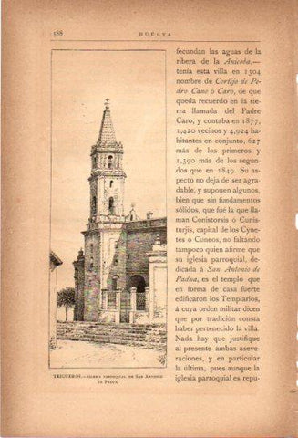 LAMINA V27071: Huelva. Iglesia de San Antonio de Padua en Trigueros