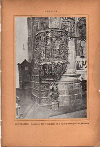 LAMINA V27086: Huelva. Pulpito de la iglesia del Salvador en Cortegana