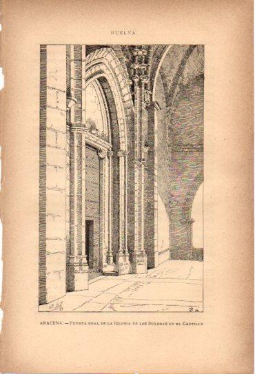 LAMINA V27096: Huelva. Puerta Real de la iglesia de los Dolores en Aracena