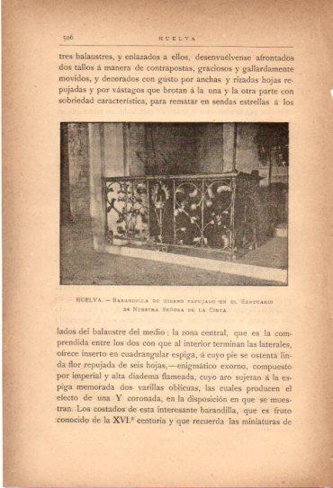 LAMINA V27062: Huelva. Barandilla del Santuario de Nuestra Señora de la Cinta