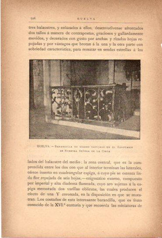 LAMINA V27062: Huelva. Barandilla del Santuario de Nuestra Señora de la Cinta