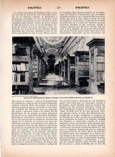 LAMINA V26934: Interior biblioteca del Queen's College en Oxford