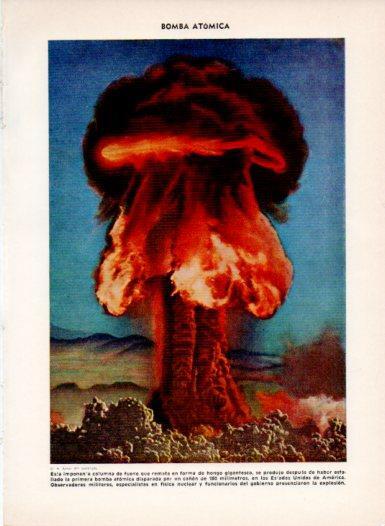 LAMINA V26965: Columna de fuego de una bomba atomica de un cañon 