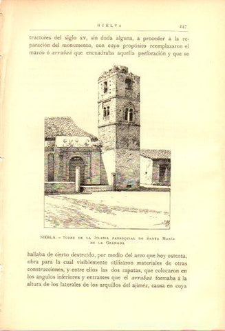 LAMINA V27031: Huelva. Torre de la iglesia de Santa Maria de la Granada en Niebla