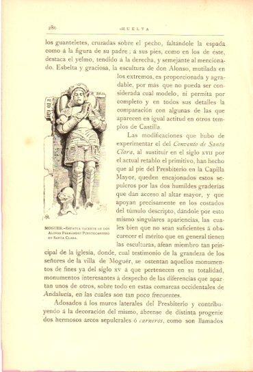 LAMINA V27037: Huelva. Estatua de A. Fernandez Puertocarrero en convento de Santa Clara, Moguer