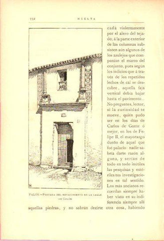 LAMINA V27043: Huelva. Portada del Renacimiento en Palos
