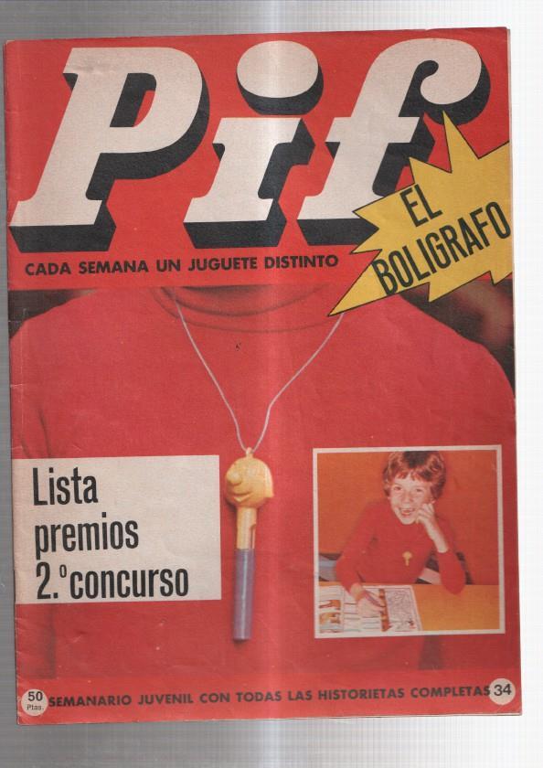 semanario juvenil Pif numero 34: Rahan: La caverna de los engaños