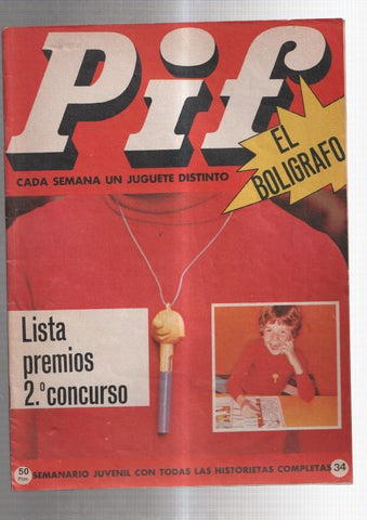 semanario juvenil Pif numero 34: Rahan: La caverna de los engaños