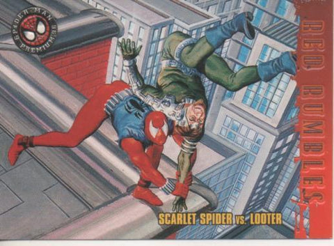 Cromo E004546: Trading Card. Spiderman Premiun'96, nº 46 Scarlet Spider VS Looter