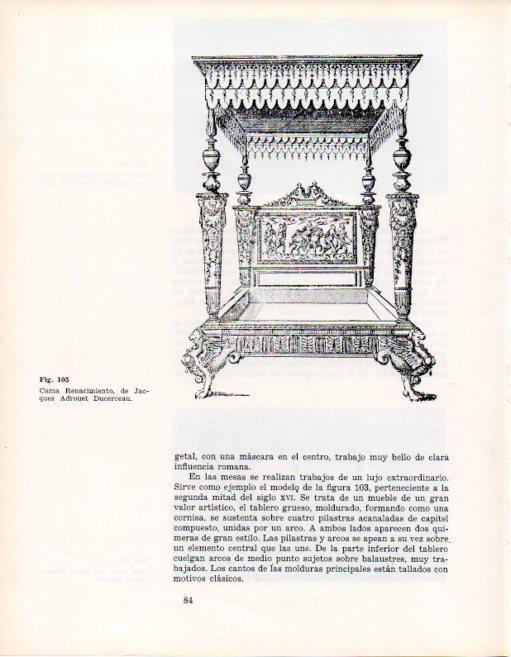LAMINA V28333: Cama Renacimiento de J. Adrouet Ducerceau