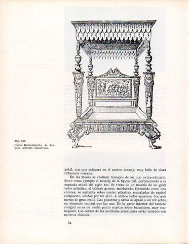 LAMINA V28333: Cama Renacimiento de J. Adrouet Ducerceau