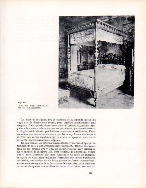 LAMINA V28334: Cama con dosel, Francia fines del Renacimiento