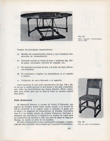 LAMINA V28345: Mesa plegable y silla Cromwelliana