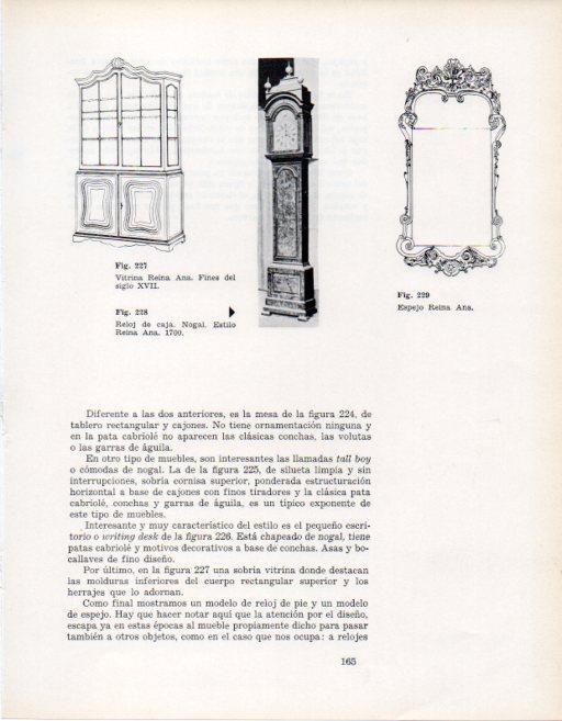 LAMINA V28370: Vitrina, espejo y reloj cajon estilo Reina Ana 1700