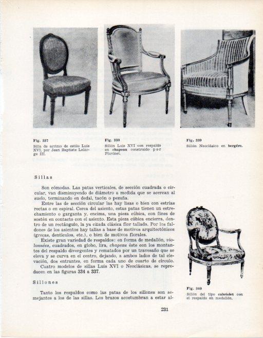 LAMINA V28401: Sillon estilo Luis XVI por Pluvinet y sillon Neoclasico en bergere