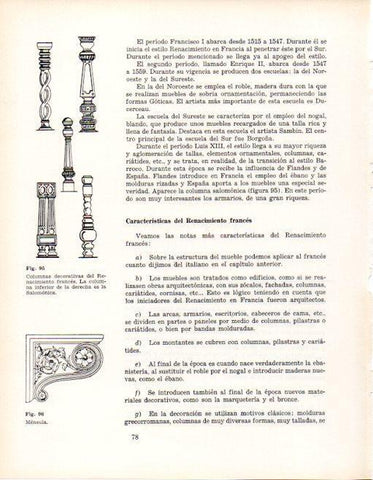 LAMINA V28330: Columnas decorativas del Renacimiento frances
