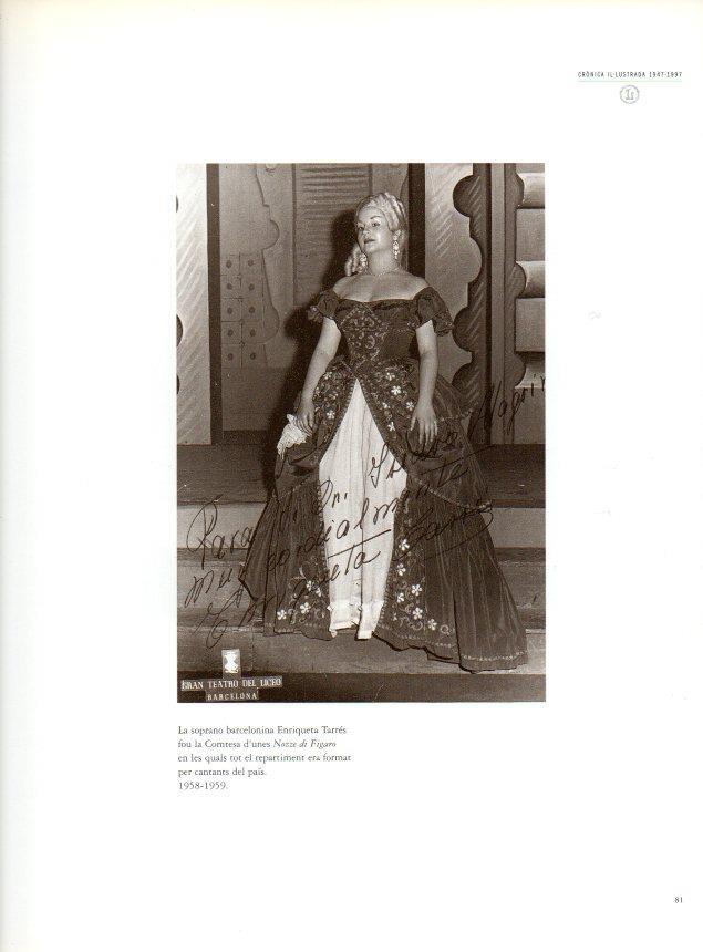 LAMINA V28502: Teatre del Liceu. Enriqueta Tarres Comtesa a Nozze di Figaro 1958-1959