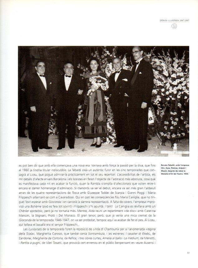 LAMINA V28540: Teatre del Liceu. Renata Tebaldi rep la Medalla d'Or  1954