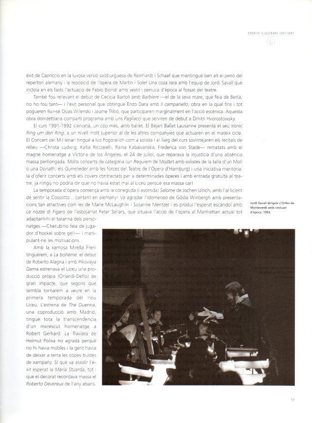 LAMINA V28545: Teatre del Liceu. Jordi Savall dirigeix l'Orfeo de Monteverdi 1993