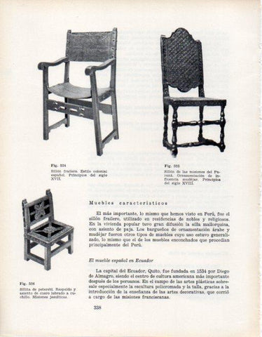 LAMINA V28439: Sillon frailero estilo colonial español y Sillita de peteberi
