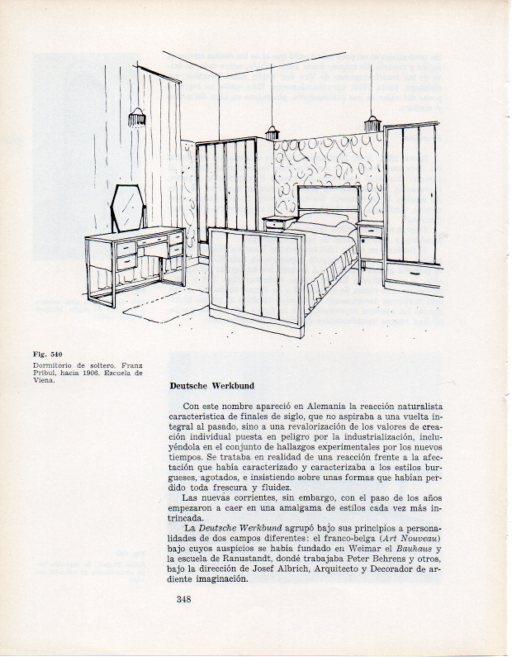 LAMINA V28443: Dormitorio de soltero escuela de Viena 1906