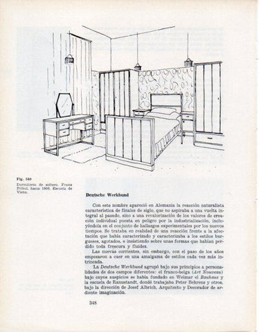 LAMINA V28443: Dormitorio de soltero escuela de Viena 1906
