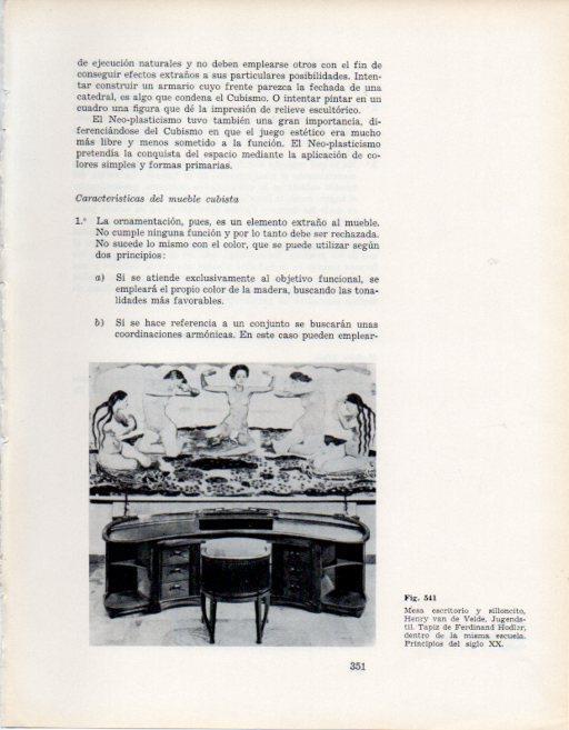 LAMINA V28444: Mesa escritorio y silloncito Henry van de Velde siglo XX