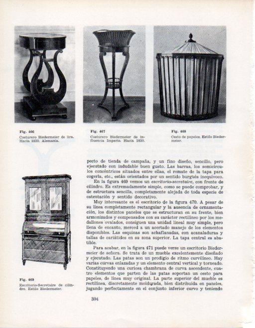 LAMINA V28432: Costurero, cesto de papeles y escritorio estilo Biedermeier