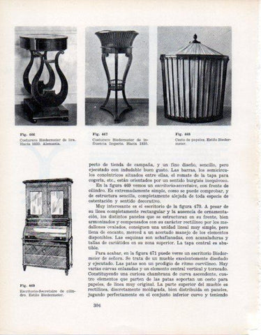 LAMINA V28432: Costurero, cesto de papeles y escritorio estilo Biedermeier