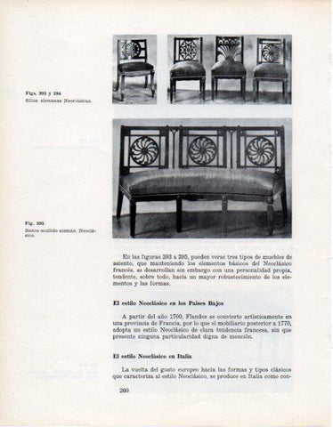 LAMINA V28414: Sillas y banco Neoclasico aleman