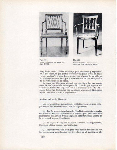 LAMINA V28423: Sillon Sheraton finales siglo XVIII